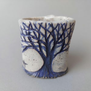 Handmade Pottery Vase: Tree Design, Toothpick Holder