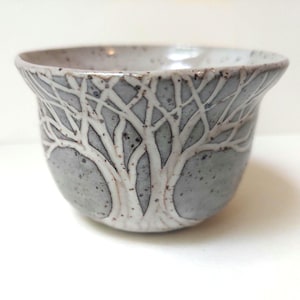 Bowl, small hand carved tree, various colors