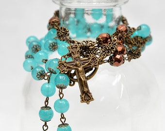 Milky Blue Glass Rosary