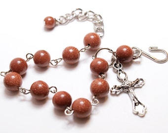 Brown Goldstone Rosary Bracelet