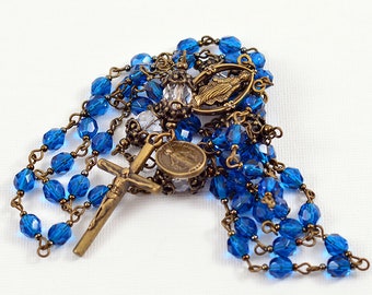 Capri Blue Czech Glass Rosary