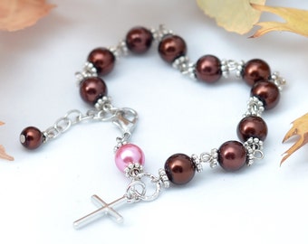 Chocolat and Strawberry Rosary Bracelet