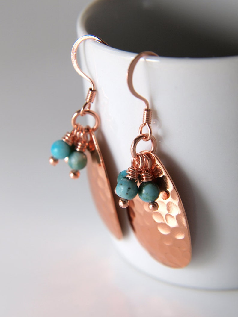 Copper and Turquoise Jasper Earrings image 2