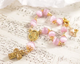 Light Pink Cat Eye Rosary Bracelet