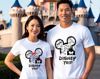 Personalised Disneyland 2026 T-Shirt, Custom Disneyland Family Shirt, Disney Minnie Mickey Tee, Unisex Adult Kids Tee Top