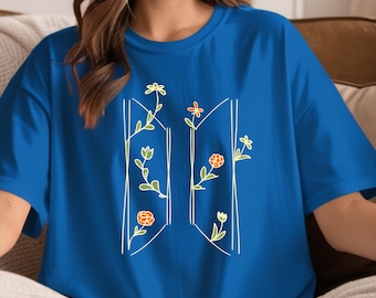 Koszulka z kwiatowym logo BTS Merch, koszulka z trasą koncertową, koszulka z koncertem Jin, koszulka dla fana Kim Seokjina, prezent dla przyjaciela z armii, koszulka K-pop, prezent dla niej