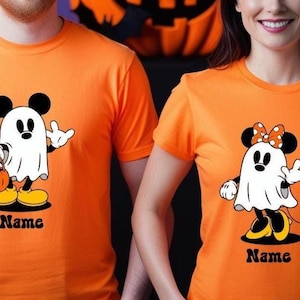 Personalised Disney Halloween Party T-Shirt Spooky Disney Family Halloween Top Mickey Minnie Ghost Shirt Spooky Season Tee Disney Halloween