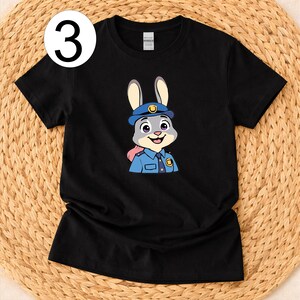 Disney Zootropolis T-shirt, Karaktärer Big Face Kostymtröja, Judy Hopp Nick Wilde Gary Finnick Bellwether T-shirt, Disney Familjematchning T-shirt bild 8