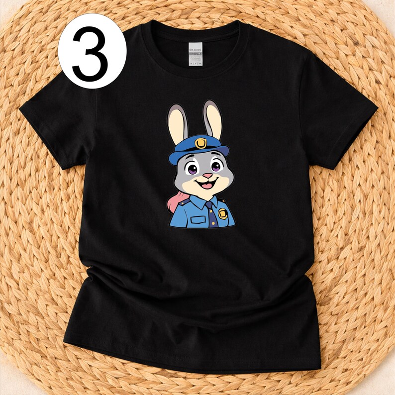 Disney Zootropolis T-shirt, Karaktärer Big Face Kostymtröja, Judy Hopp Nick Wilde Gary Finnick Bellwether T-shirt, Disney Familjematchning T-shirt bild 8