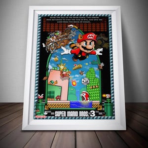 Super Mario Bros 3-affisch | Retrospelaffisch | Tryck i premiumkvalitet | Spelkonstverk | Väggdekorationsaffisch | Fri frakt från USA | Gamerpresenter