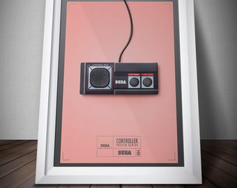 Sega Master System II-controllerposter | Gameposter | Premiumkwaliteit print | Gamingkunstwerken | Muurdecoratieposter | Gratis verzending in de VS