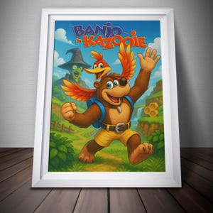 Póster de Banjo-Kazooie / Póster de videojuego / Impresión de primera calidad / Arte de videojuegos / Póster decorativo de pared / Envío gratuito a EE. UU. / Regalos para gamers