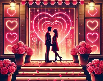 Romantic Neon Heart Doorstep Wall Art