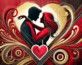 Romantic Couple Silhouette Wall Art