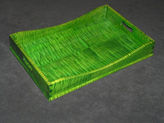 15" x 21" Bright Green Tiger Maple Serving Tray