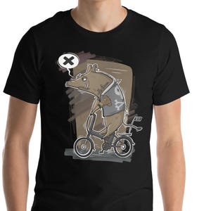 Scooterzwijn | Overhemd wildzwijn | Grappig dierenshirt met motorrijder | Kwaad cartoon beer T-shirt | Grafische punktop | Uniseks Streetwear-shirt
