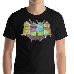 Ninja Turtle Spray Cans T-Shirt | Graffiti Art Tee | TMNT Inspired Shirt | Funny Street Style Design | Unisex Urban Graphic Tee