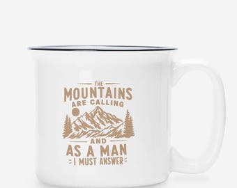 The Mountains are Calling Ceramic Camp Mug White 13oz