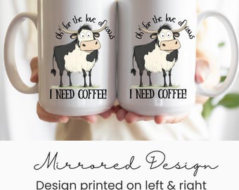 Funny Cow Coffee Mug: Hand-Drawn Farm Animal Ceramic Cup
