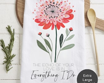 Floral 'The Echo Of Your Love' Extra Large Tea Towel — Mother's Day Kitchen Decor