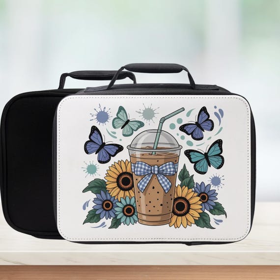 Butterflies & Coffee Insulated Lunch Tote – Meal Bag for Girls