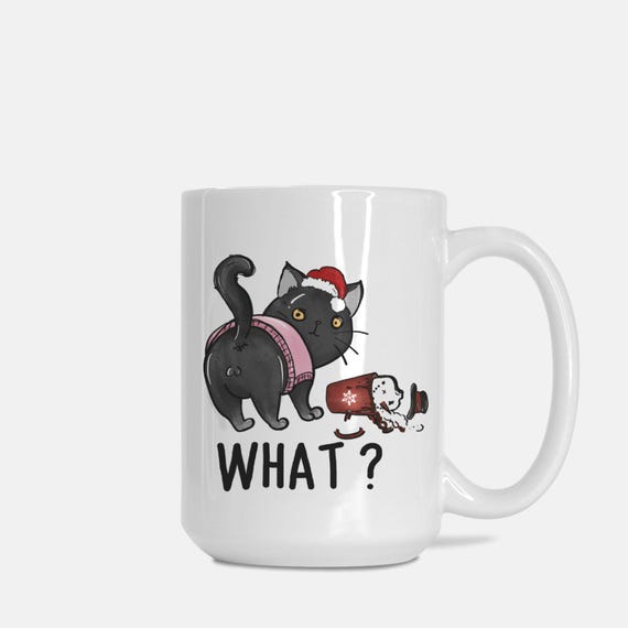 Naughty Black Cat Christmas Mug Deluxe 15oz.
