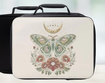 Celestial Moth Insulated Lunch Bag Green, Gold, Pink Lunchbox