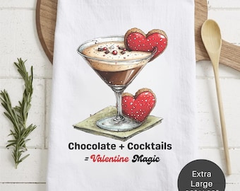 Chocolate Cocktails Valentine Magic Extra Large Tea Towel (Flour Sack) - 28x28