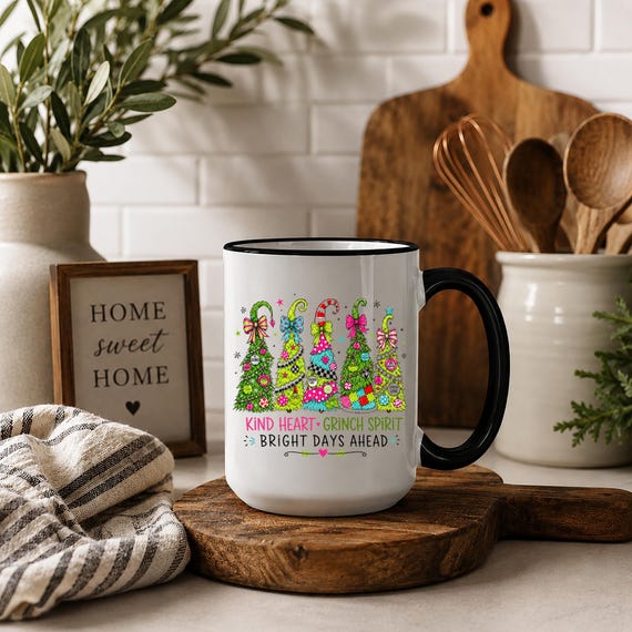 Funny Christmas Accent Mug - Kind Heart Grinch Spirit Christmas Coffee Cup