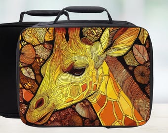 Golden Stained Glass Giraffe Insulated Lunch Bag - Zoo Animal Lunchbox
