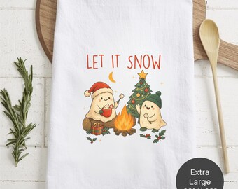 Campfire Ghost Let it Snow Tea Towel (Flour Sack)