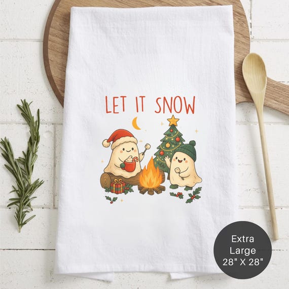 Campfire Ghost Let it Snow Tea Towel (Flour Sack)