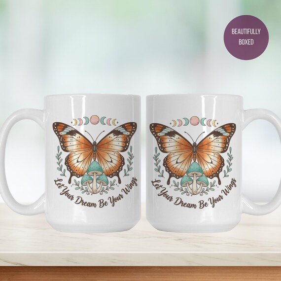 Butterfly Motivational Mug – Deluxe 15oz – Inspirational Gift for Her