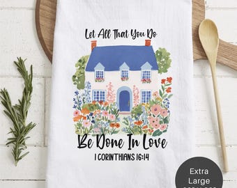 Christian Housewarming Gift, Scripture Tea Towel, 100% Cotton (28x28)
