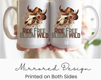 Boho Cow Skull Coffee Mug: Western Cowgirl Rodeo Drinkware