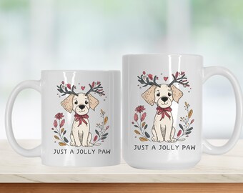 Just A Jolly Paw Christmas Dog Mug - Gift Ready - Winter Coffee Cup