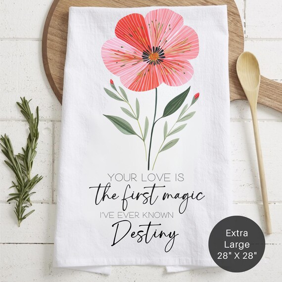 Personalized Floral Tea Towel – Mother's Day Kitchen Decor