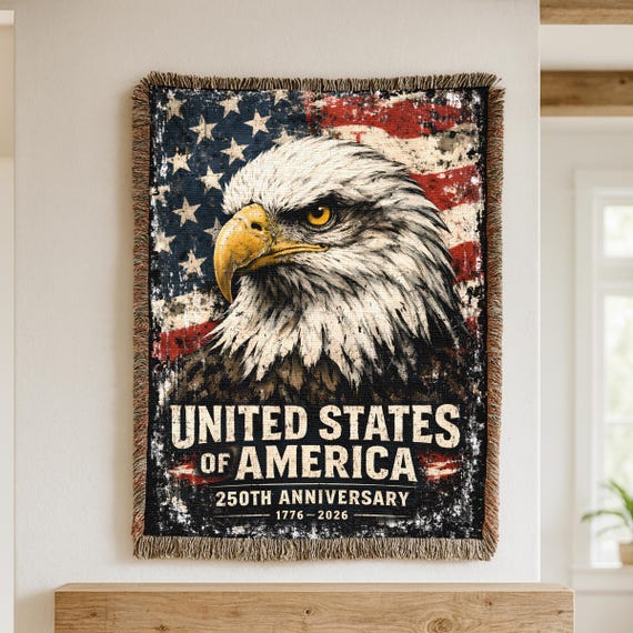 Patriotic Eagle Woven Blanket - United States of America 250th Anniversary