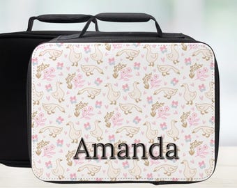 Personalized Goose Reusable Insulated Lunch Bag - Cottagecore Pattern Lunchbox
