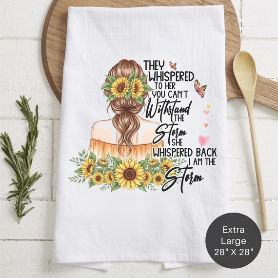 Boho Sunflower Girl Inspirational Tea Towel (Flour Sack)- Gift For New Beginnings