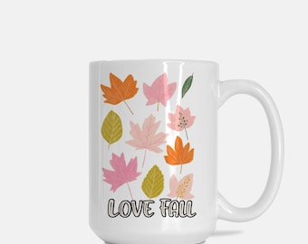 Retro Leaves Love Fall Mug Deluxe 15oz.