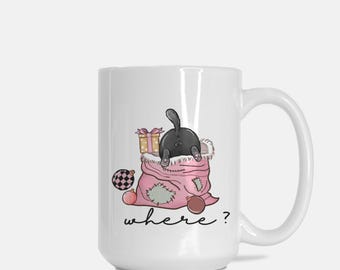 Naughty Black Cat Christmas Mug Deluxe 15oz.