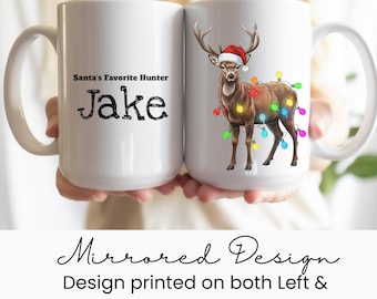 Personalized Buck Deer Christmas Mug: Custom Outdoorsman Gift