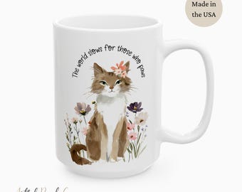 Floral Cat Inspirational Coffee Mug - Motivational Drinkware for Home or Office, Great Gift for Birthdays, Friends, Self-Care!