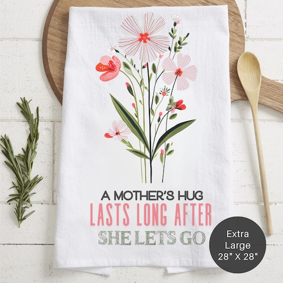 Floral Mother's Hug Tea Towel - Extra Large Kitchen Decor