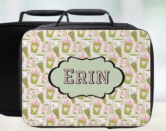 Personalized Matcha Insulated Lunch Bag - Trendy Custom Pattern Lunchbox