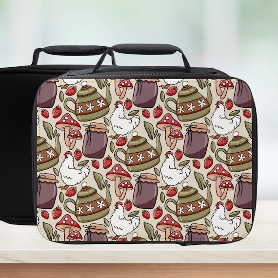 Cottagecore Farmhouse Chicken Insulated Lunch Bag - Cute Trendy Lunchbox