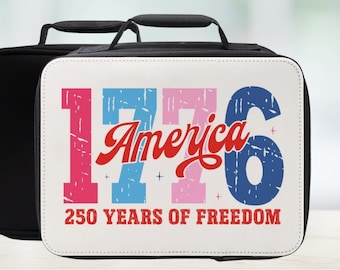 Trendy Colorful USA Freedom Insulated Lunch Bag - USA Semi Quincentennial Lunchbox