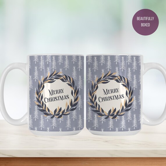 Merry Christmas Wreath Mug Deluxe 15oz.