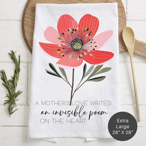Floral Mother's Love Tea Towel – Extra Large Kitchen Decor